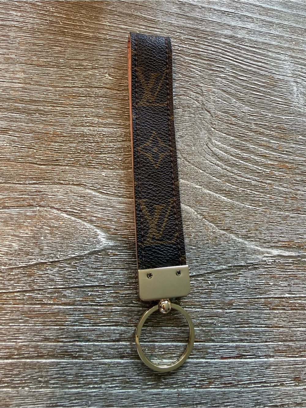 Vintage Boho VBB LV Key Fob, pink leather